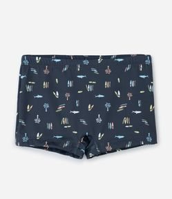 Sunga Infantil Boxer em Microfibra com Estampa de Mini Ícones Tropicais - Tam 5 a 14 Anos
