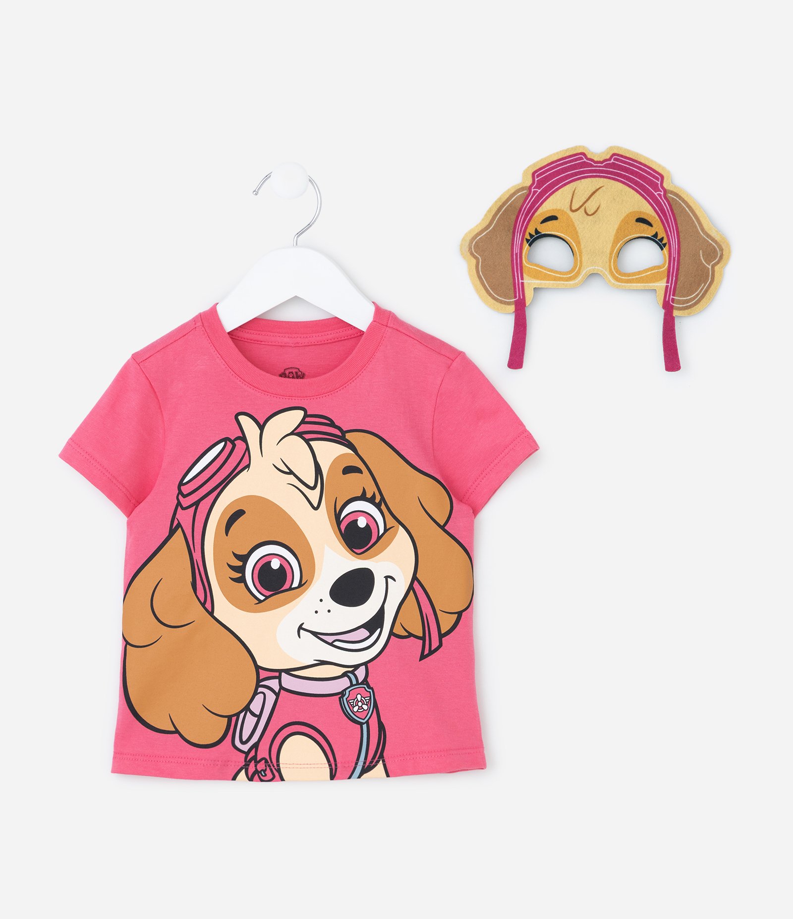 Camiseta Infantil com Estampa e Máscara Skye - Tam 1 a 6 Anos Rosa 2