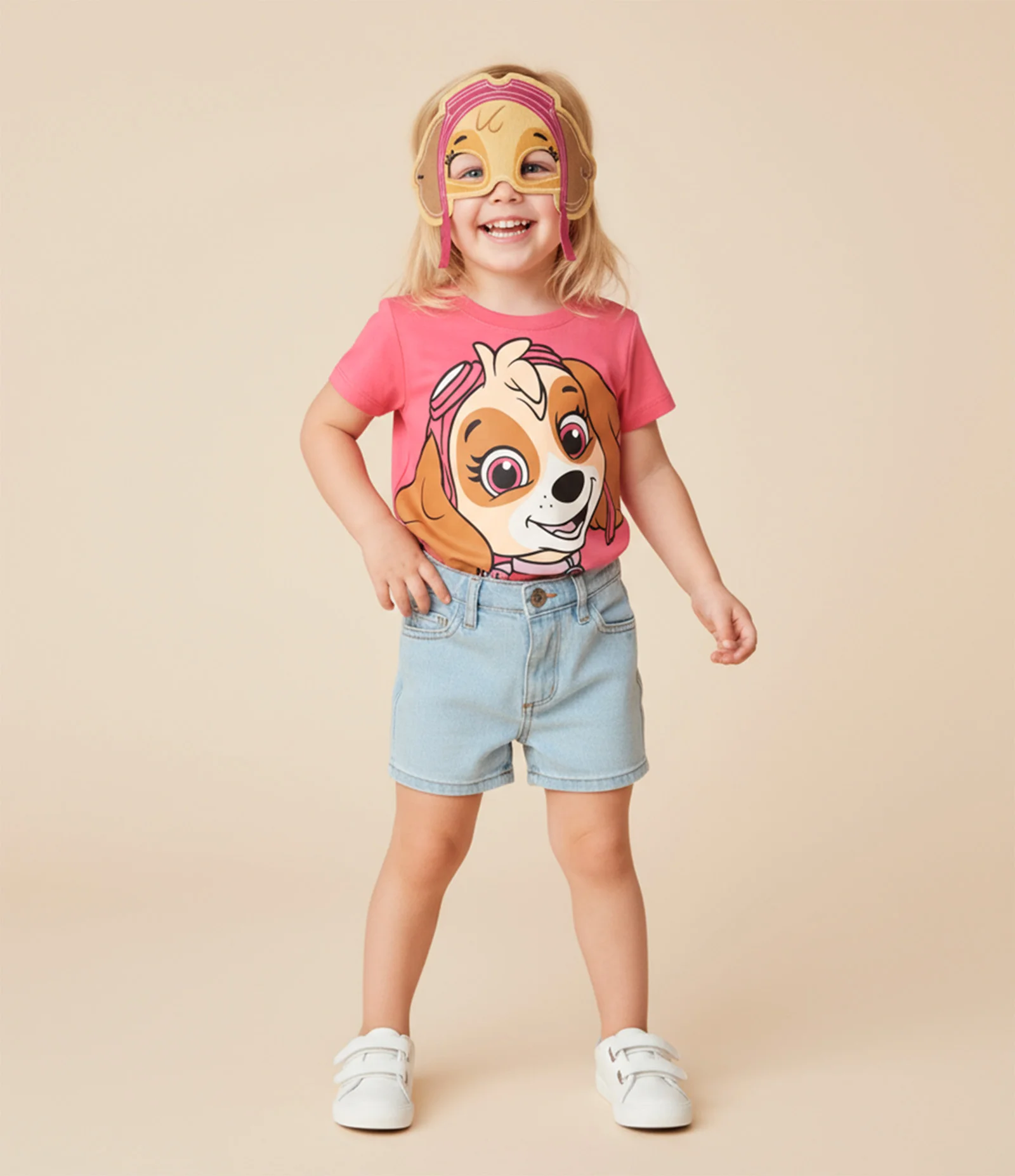 Camiseta Infantil com Estampa e Máscara Skye - Tam 1 a 6 Anos Rosa 1