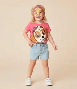 Camiseta Infantil com Estampa e Máscara Skye - Tam 1 a 6 Anos