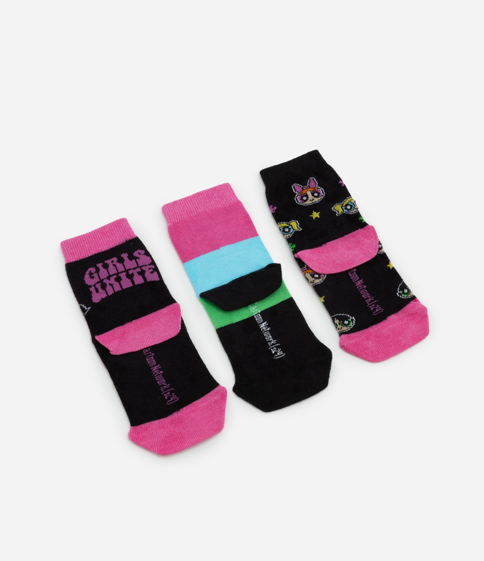 Kit 03 Meias Infantis Estampa Meninas Super Poderosas -Tam 19 a 34 Preto 2