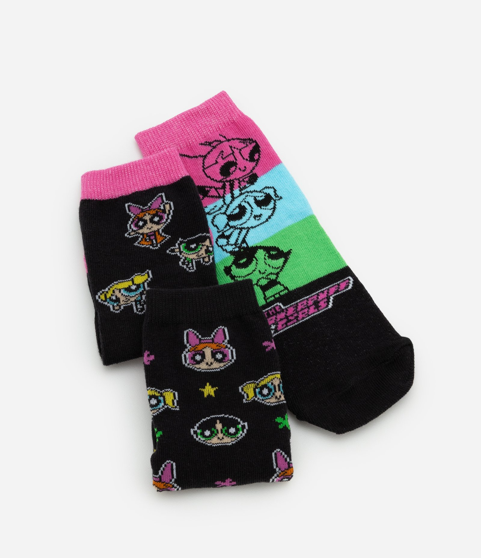 Kit 03 Meias Infantis Estampa Meninas Super Poderosas -Tam 19 a 34 Preto 3