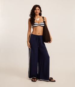 Saída de Praia Calça em Viscolinho com Viés Contrastante