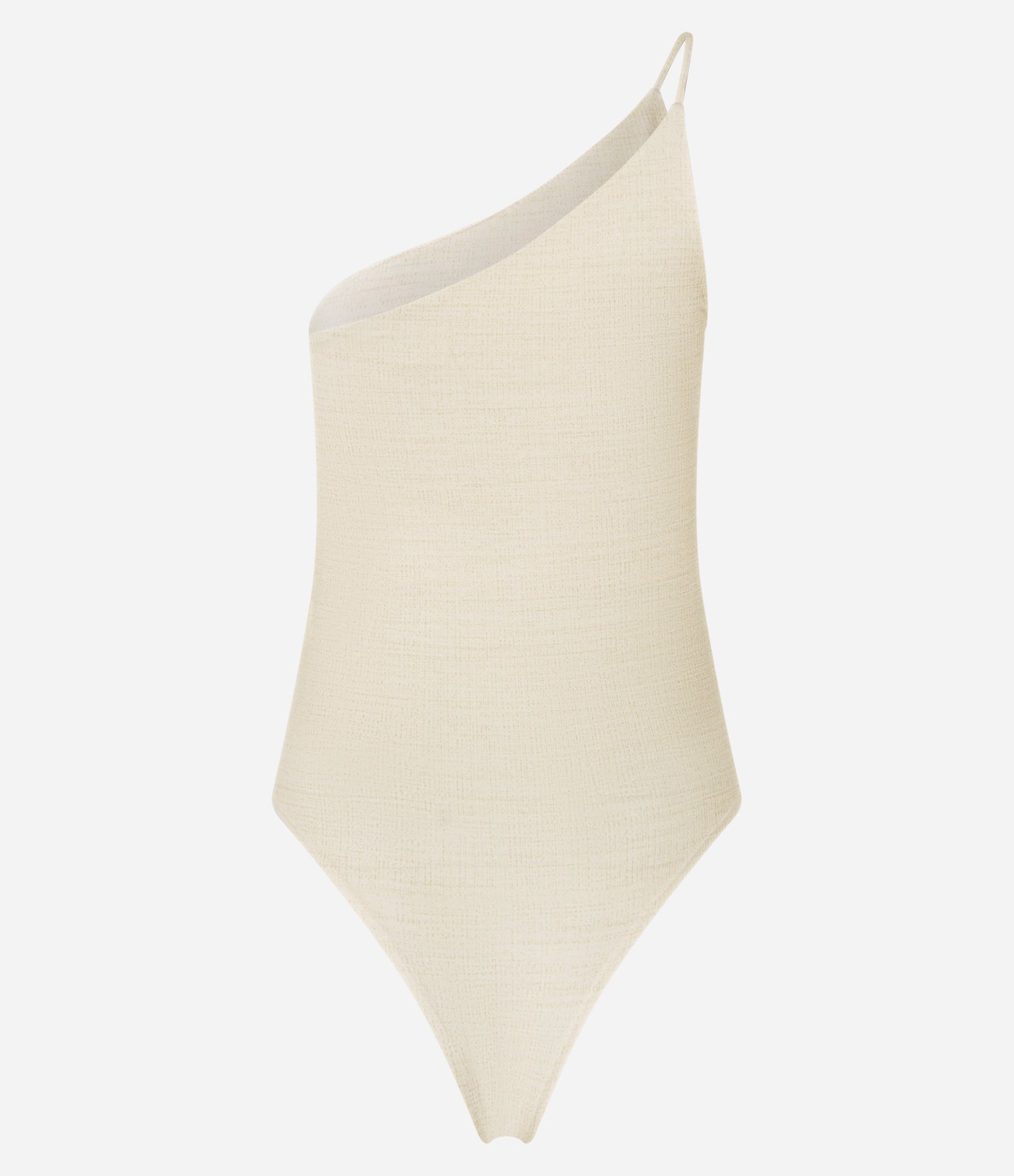 Body em Microfibra com Ombro Só e Alcinha Fina Bege 5