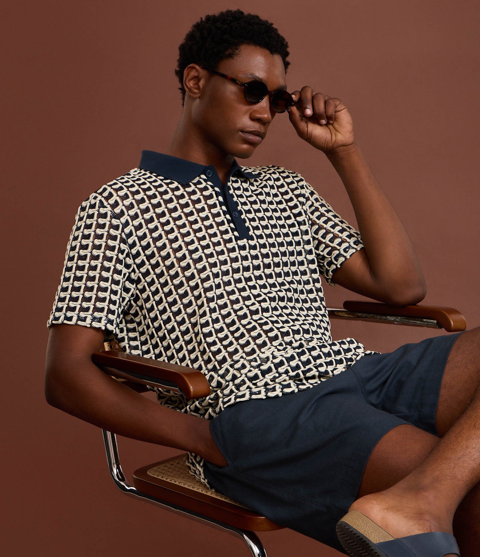 Bermuda em Algodão com Linho e Cós Elástico Azul escuro 4