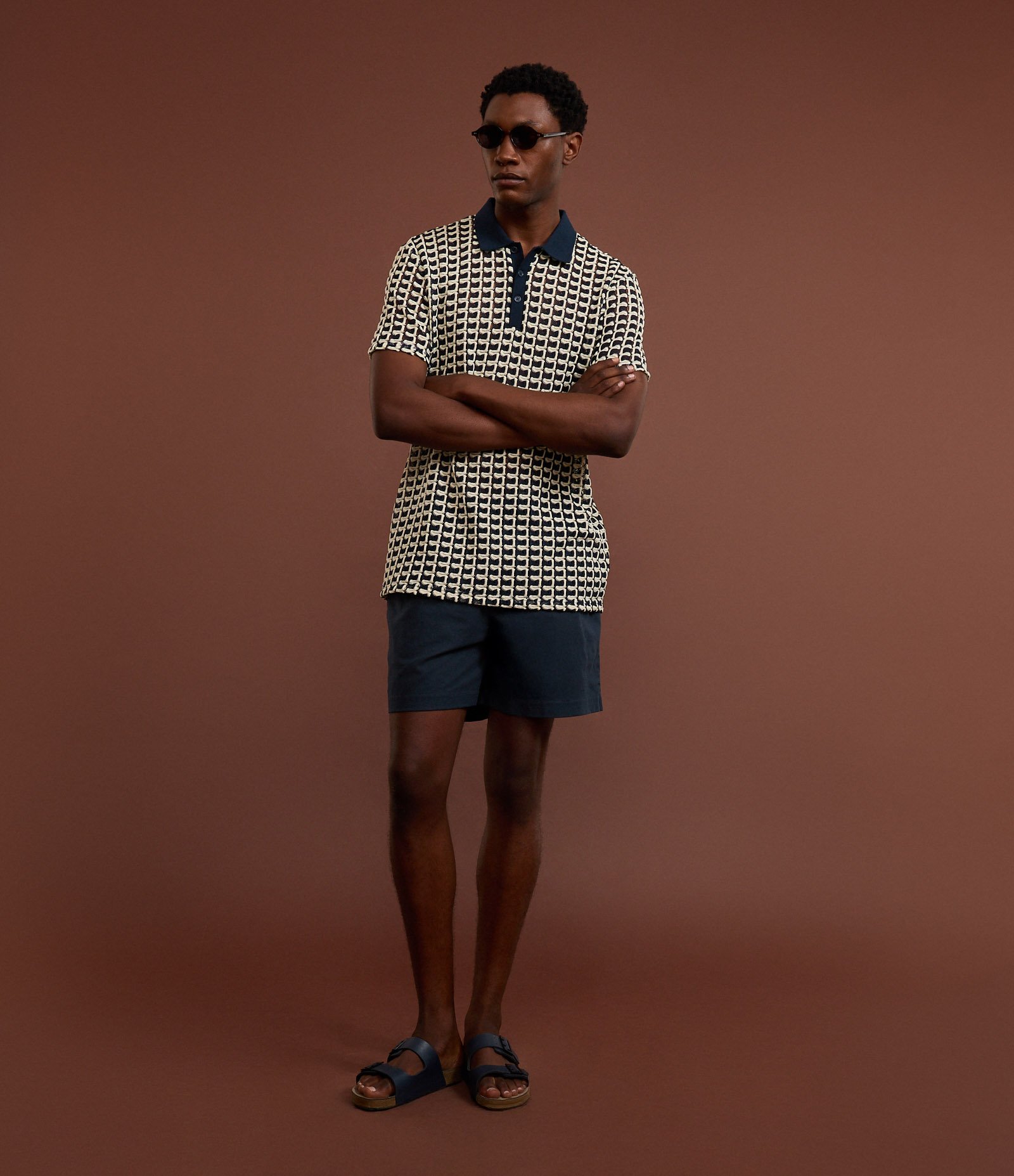 Bermuda em Algodão com Linho e Cós Elástico Azul escuro 5