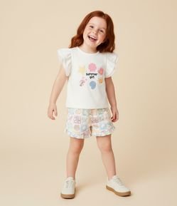 Blusa Infantil com Estampa de Praia e Lettering Summer Girl - Tam 1 a 6 Anos