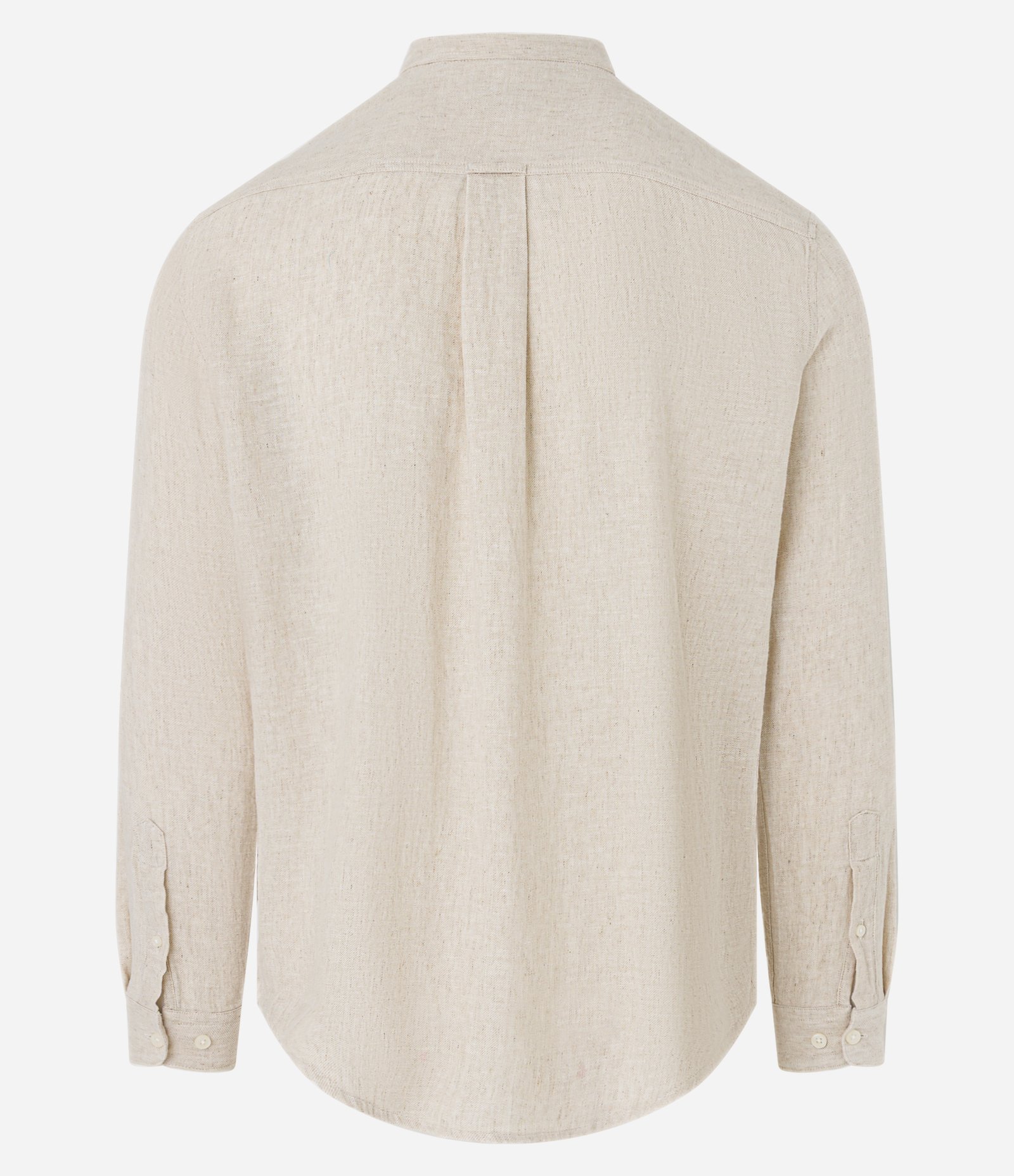 Camisa Comfort Bata em Linho com Gola Padre Bege Claro 7