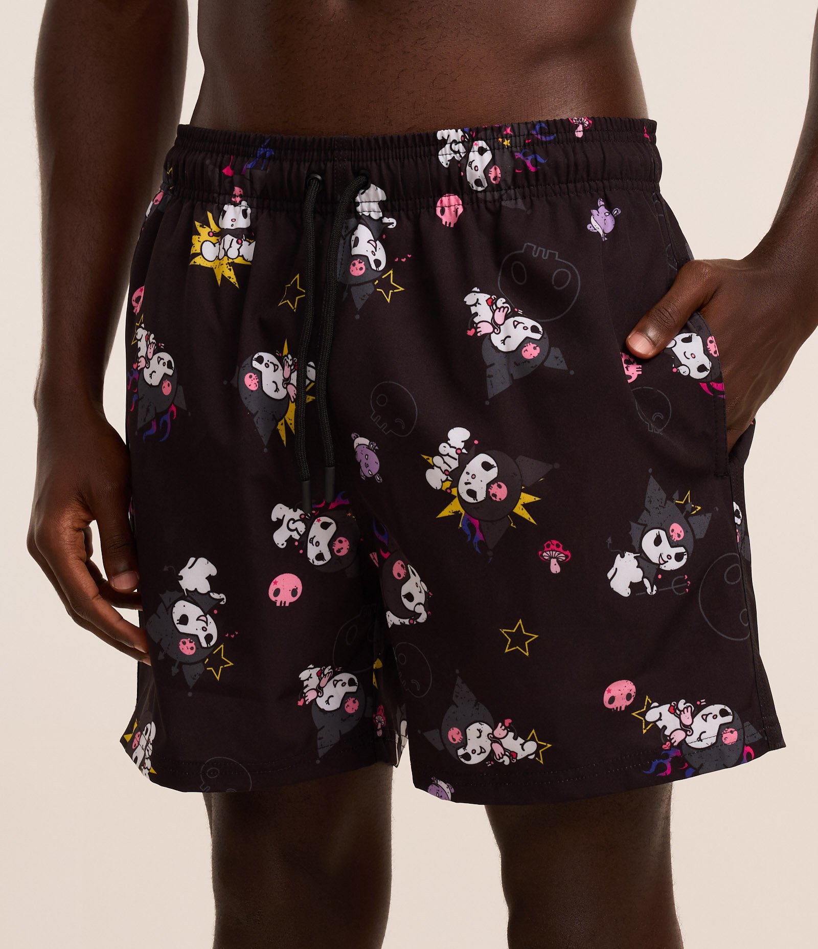Bermuda de Banho com Estampa do Kuromi Hello Kitty Preto 2