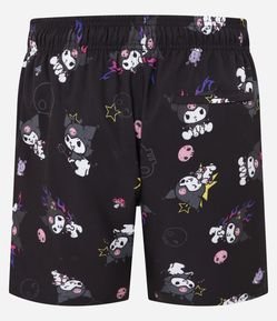Bermuda de Banho com Estampa do Kuromi Hello Kitty