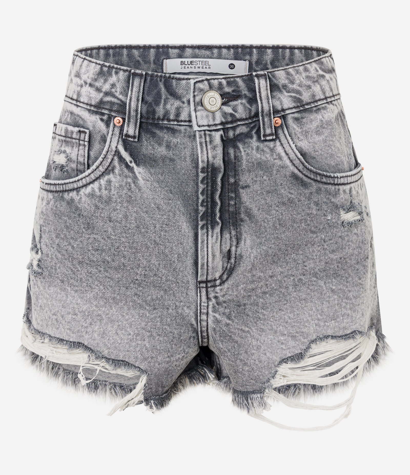 Short Slim Cintura Médio em Jeans com Barra Desfiada Cinza 6