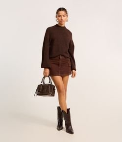 Saia Curta em Sarja com Bolso Cargo