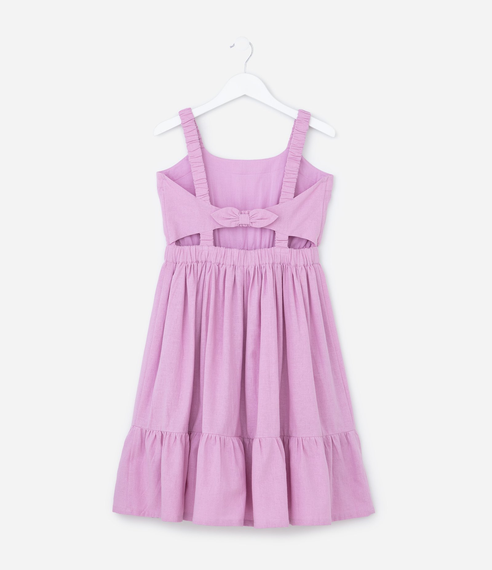 Vestido Infantil em Tricoline com Laço nas Costas - Tam 5 a 14 Anos Roxo 2