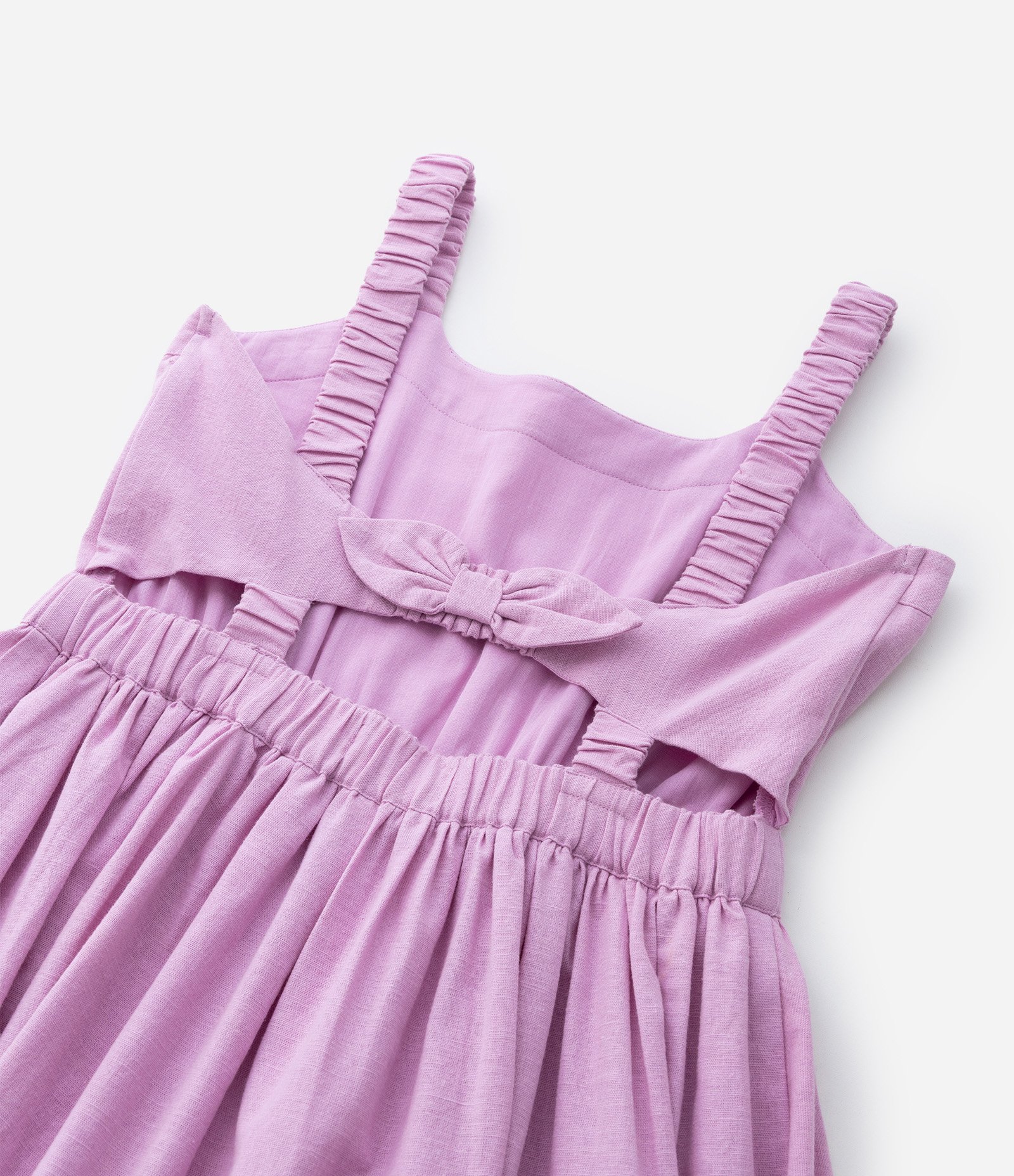 Vestido Infantil em Tricoline com Laço nas Costas - Tam 5 a 14 Anos Roxo 7