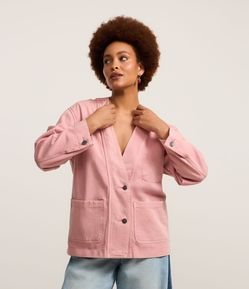 Blazer em Sarja com Abotoamento e Tingimento Cationizado