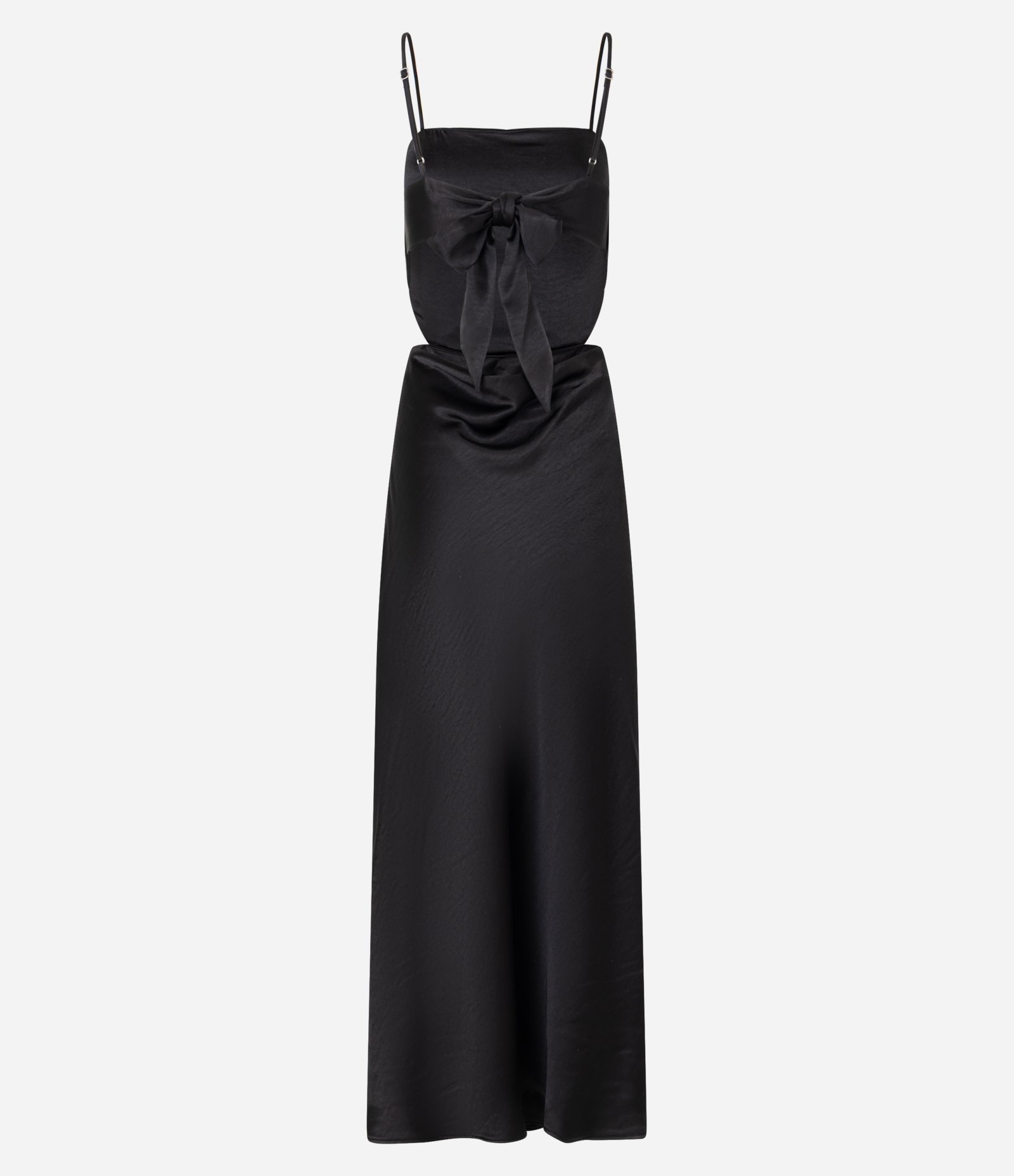 Vestido Longo em Cetim com Amarração nas Costas Preto 6