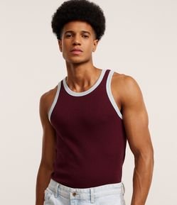 Regata Regular com Viés Contrastante e Texturizada