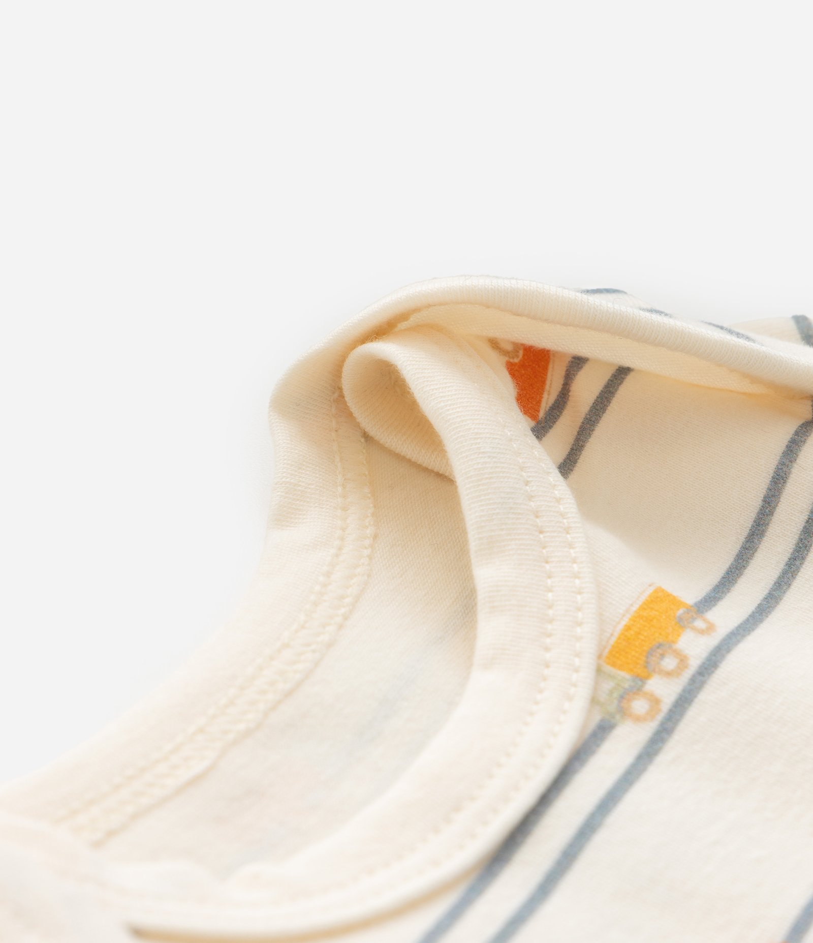 Body Infantil com Estampa de Listras e Carrinhos - Tam RN a 18 meses Bege 4