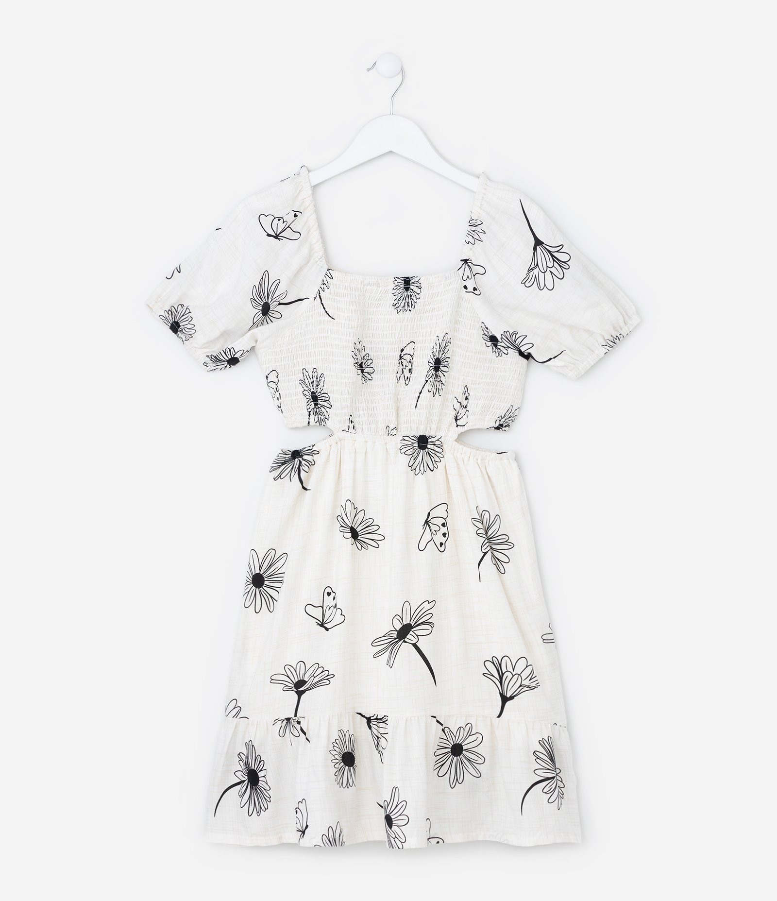 Vestido Infantil com Cut Out e Estampa Floral - Tam 5 a 14 Anos Branco 2