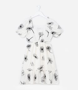 Vestido Infantil com Cut Out e Estampa Floral - Tam 5 a 14 Anos