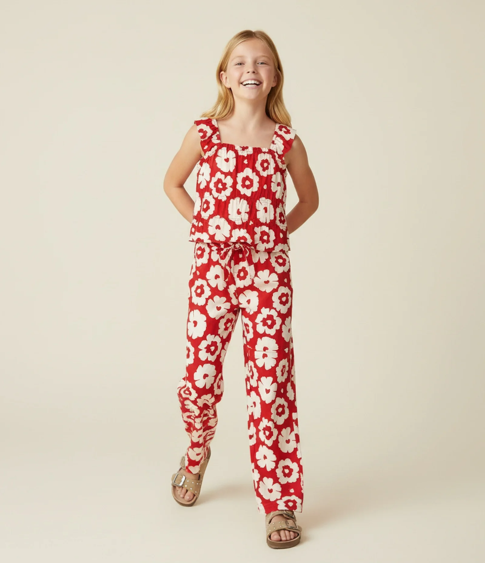 Blusa Cropped Infantil em Twill com Estampa Floral - Tam 5 a 14 Anos Vermelho 1