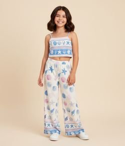 Blusa Top Infantil em Viscolinho com Estampa de Conchas - Tam 5 a 14 Anos