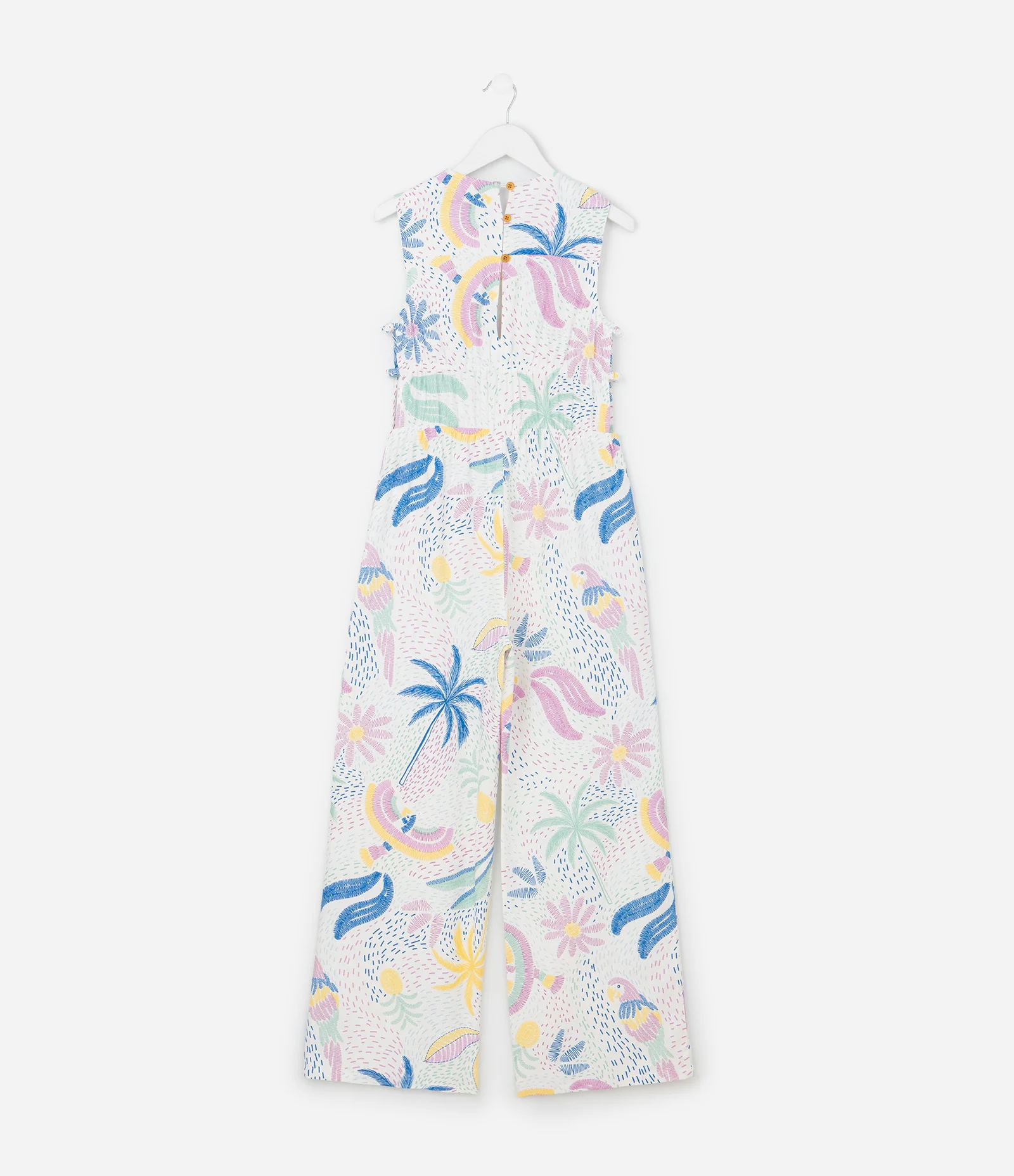 Macacão Infantil em Viscolinho com Estampa Tropical - Tam 5 a 14 Anos Branco 2