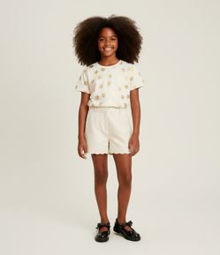 Short Alfaiatado em Viscolinho com Barra Nuvem - Tam 5 a 14 Anos