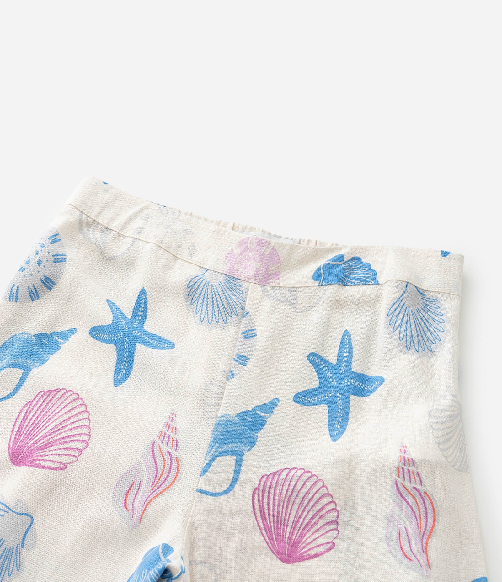 Calça Infantil Wide LEg em Viscolinho com Estampa de Conchas - Tam 5 a 14 Anos Bege 5