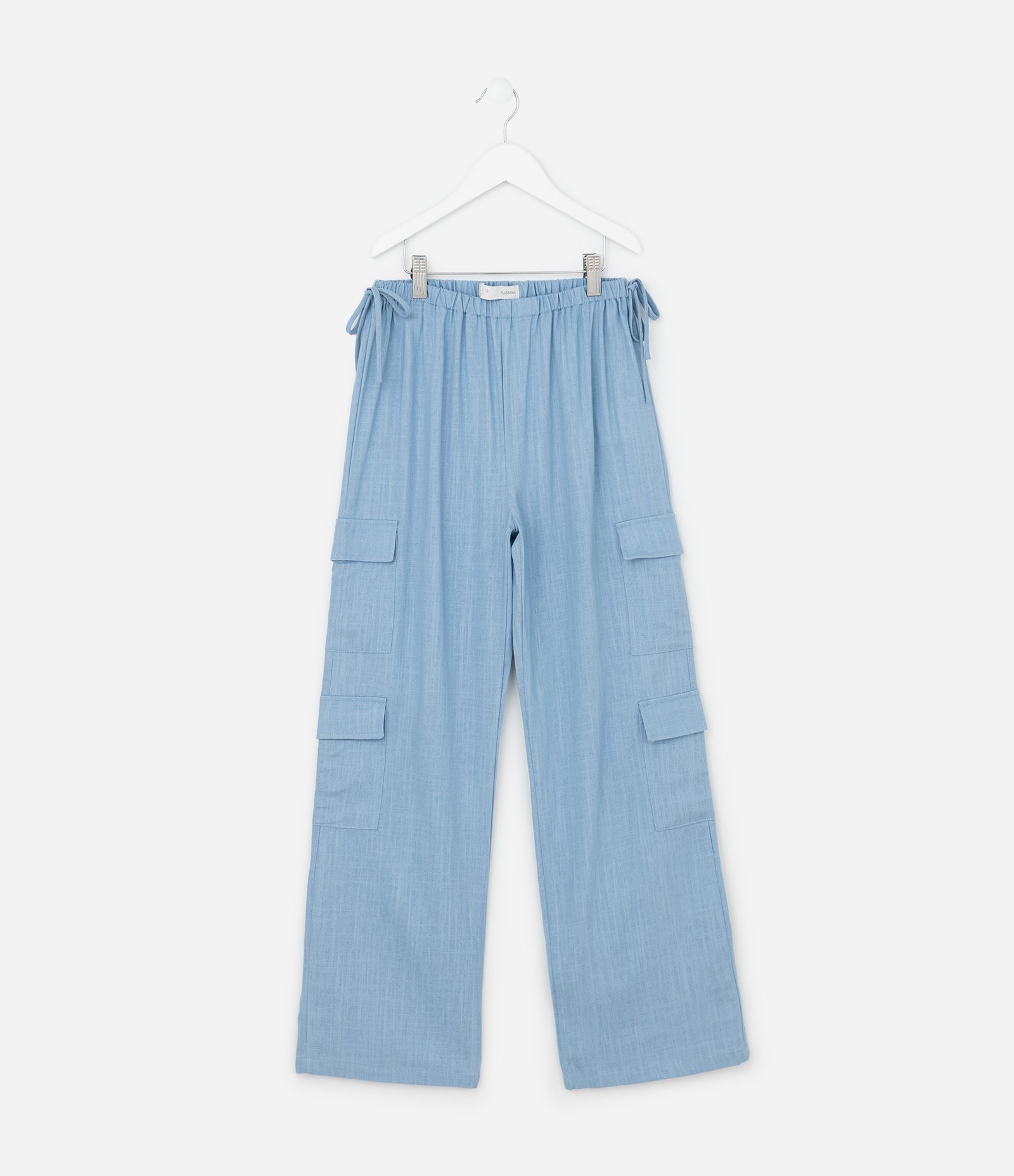 Calça Infantil Reta com Bolso Cargo - Tam 5 a 14 Anos Azul 1