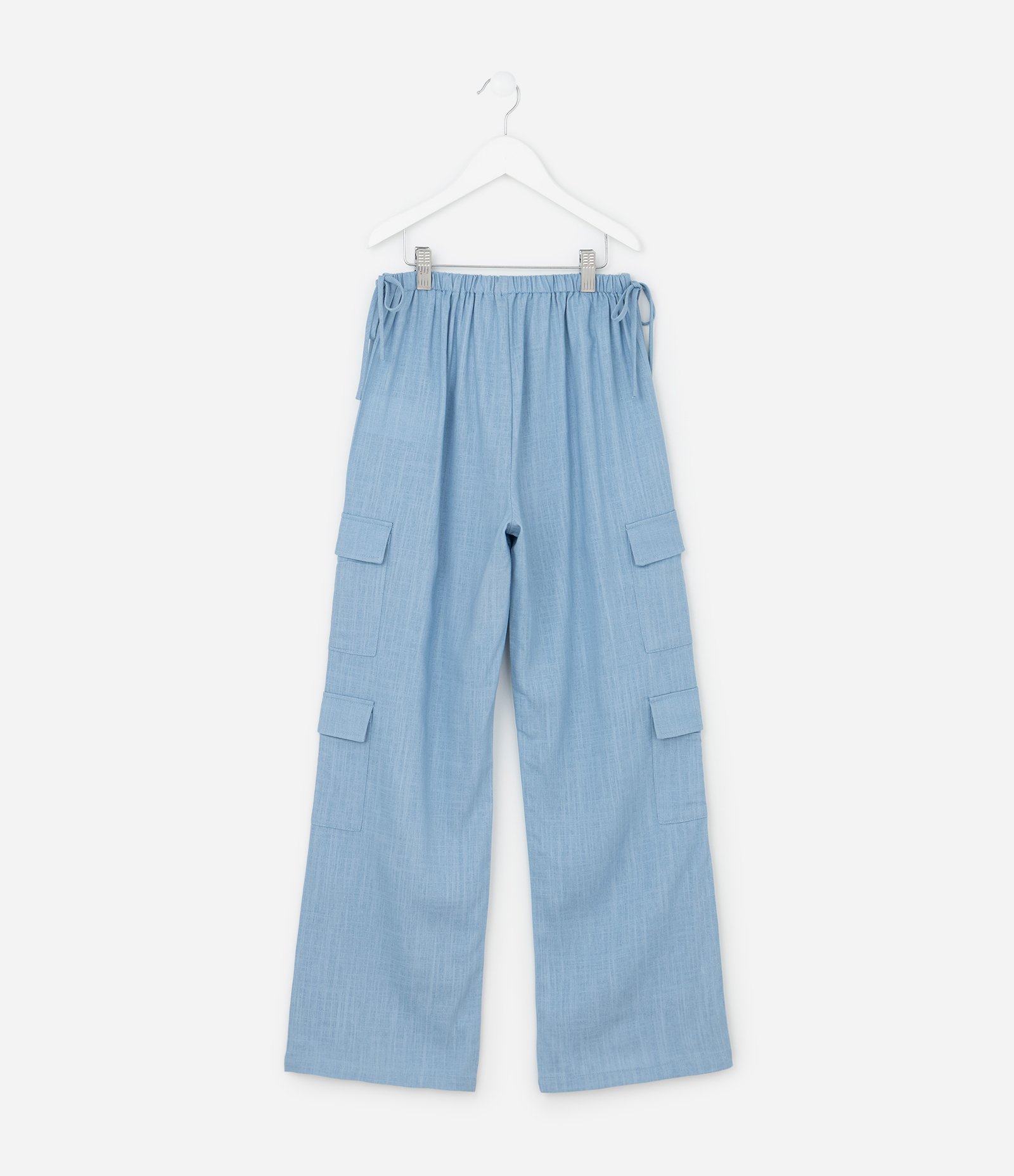 Calça Infantil Reta com Bolso Cargo - Tam 5 a 14 Anos Azul 2