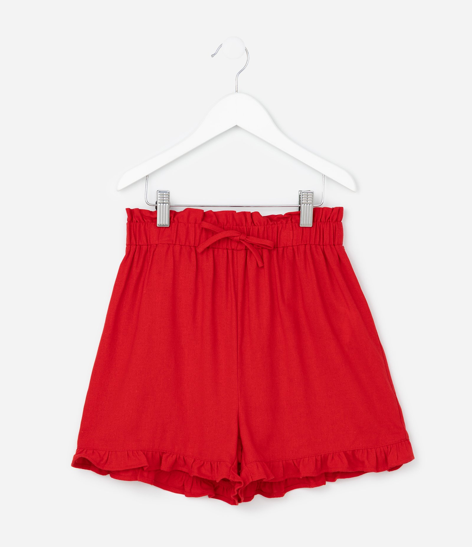 Short Clochard Infantil em Viscolinho - Tam 5 a 14 Anos Vermelho 1
