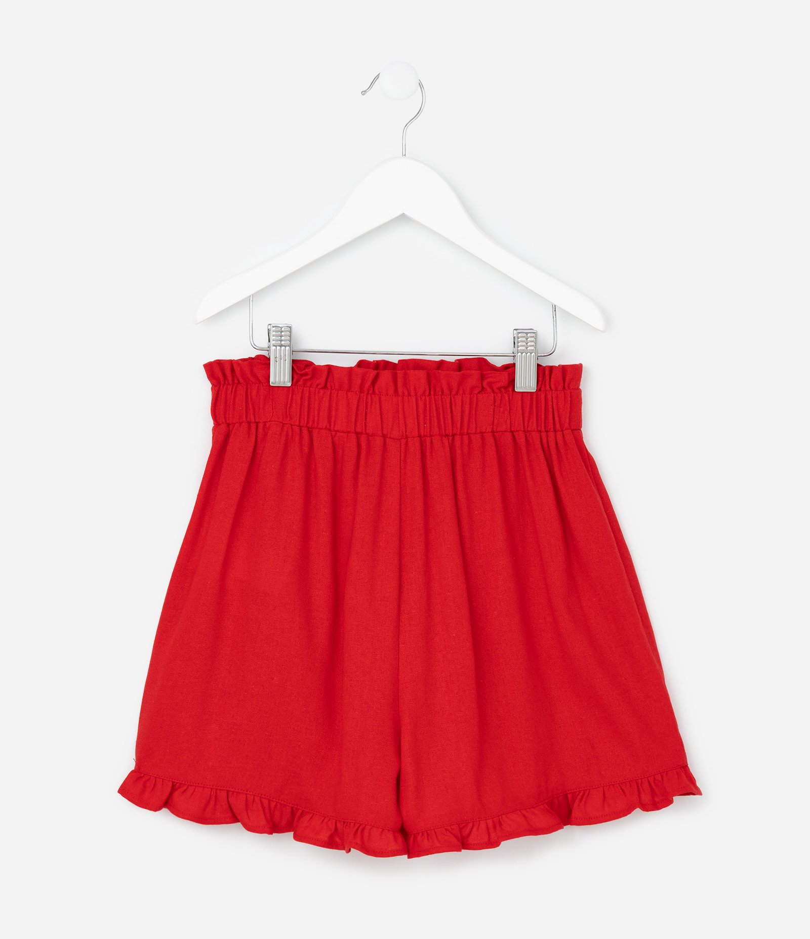 Short Clochard Infantil em Viscolinho - Tam 5 a 14 Anos Vermelho 2