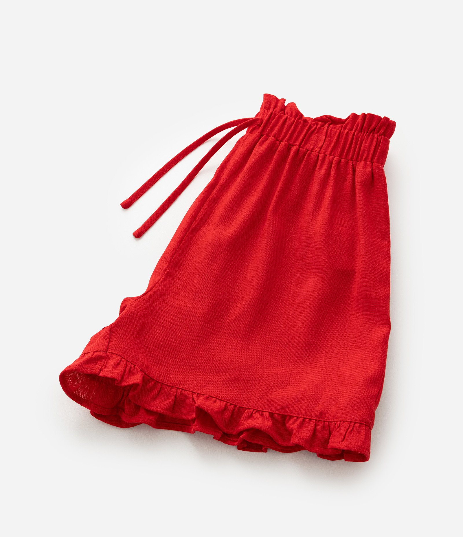 Short Clochard Infantil em Viscolinho - Tam 5 a 14 Anos Vermelho 6