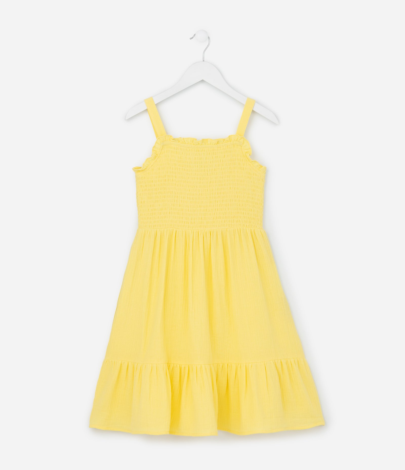 Vestido Infantil com Estampa Floral - Tam 5 a 14 Anos Amarelo 1