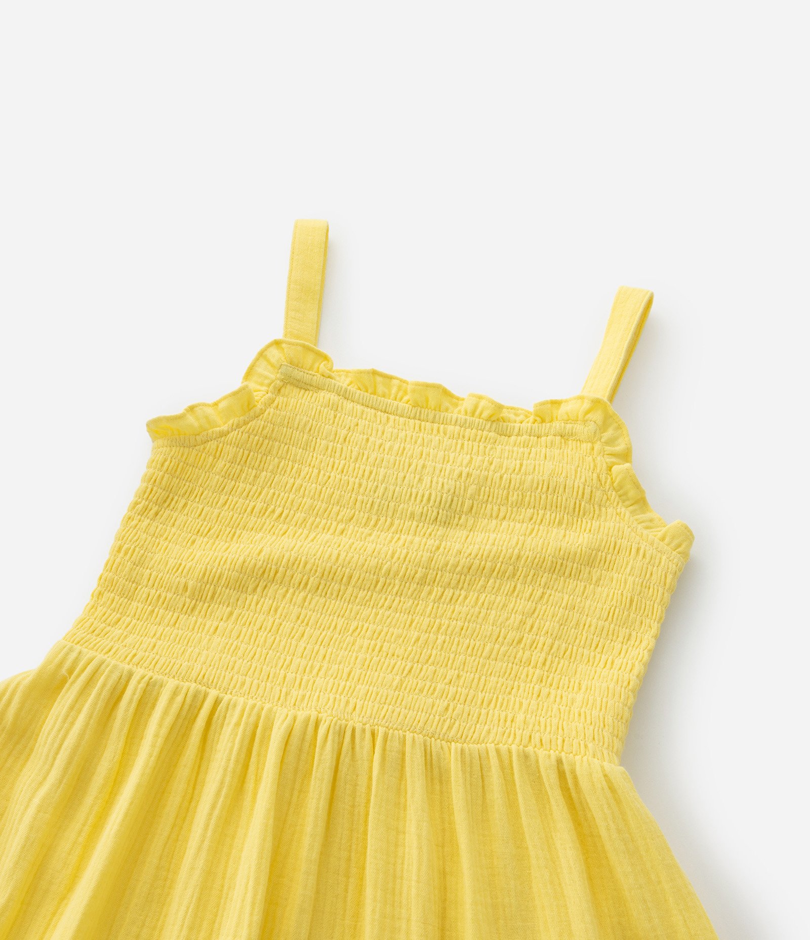 Vestido Infantil com Estampa Floral - Tam 5 a 14 Anos Amarelo 7