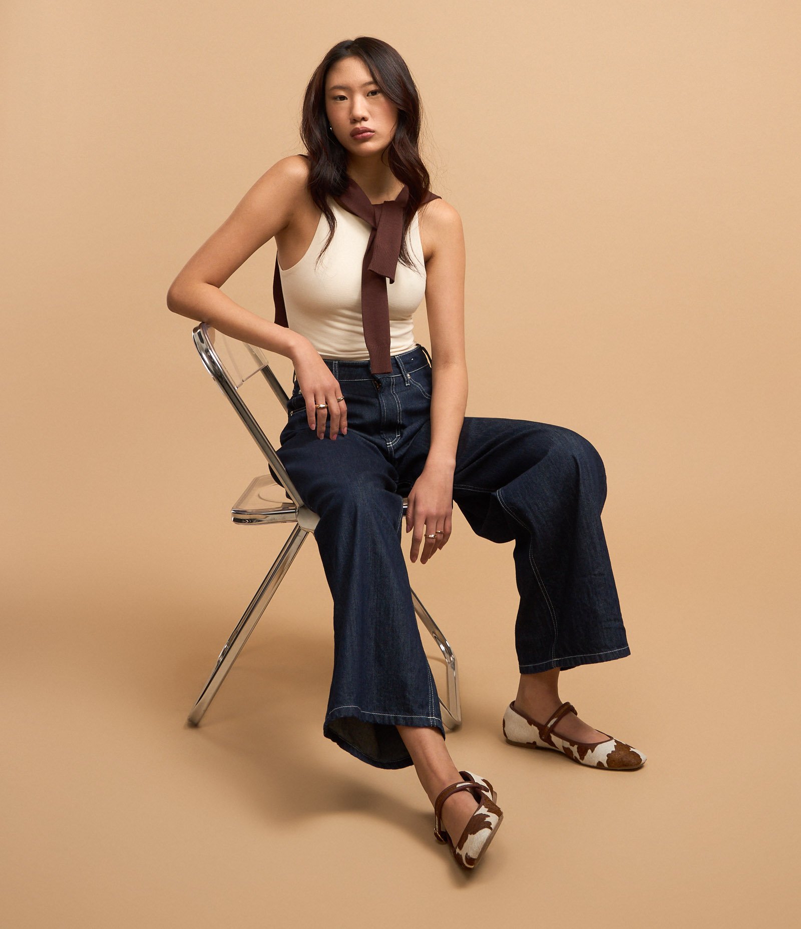 Blusa sem Manga com Decote Halter e Alça Elástico Bege 3