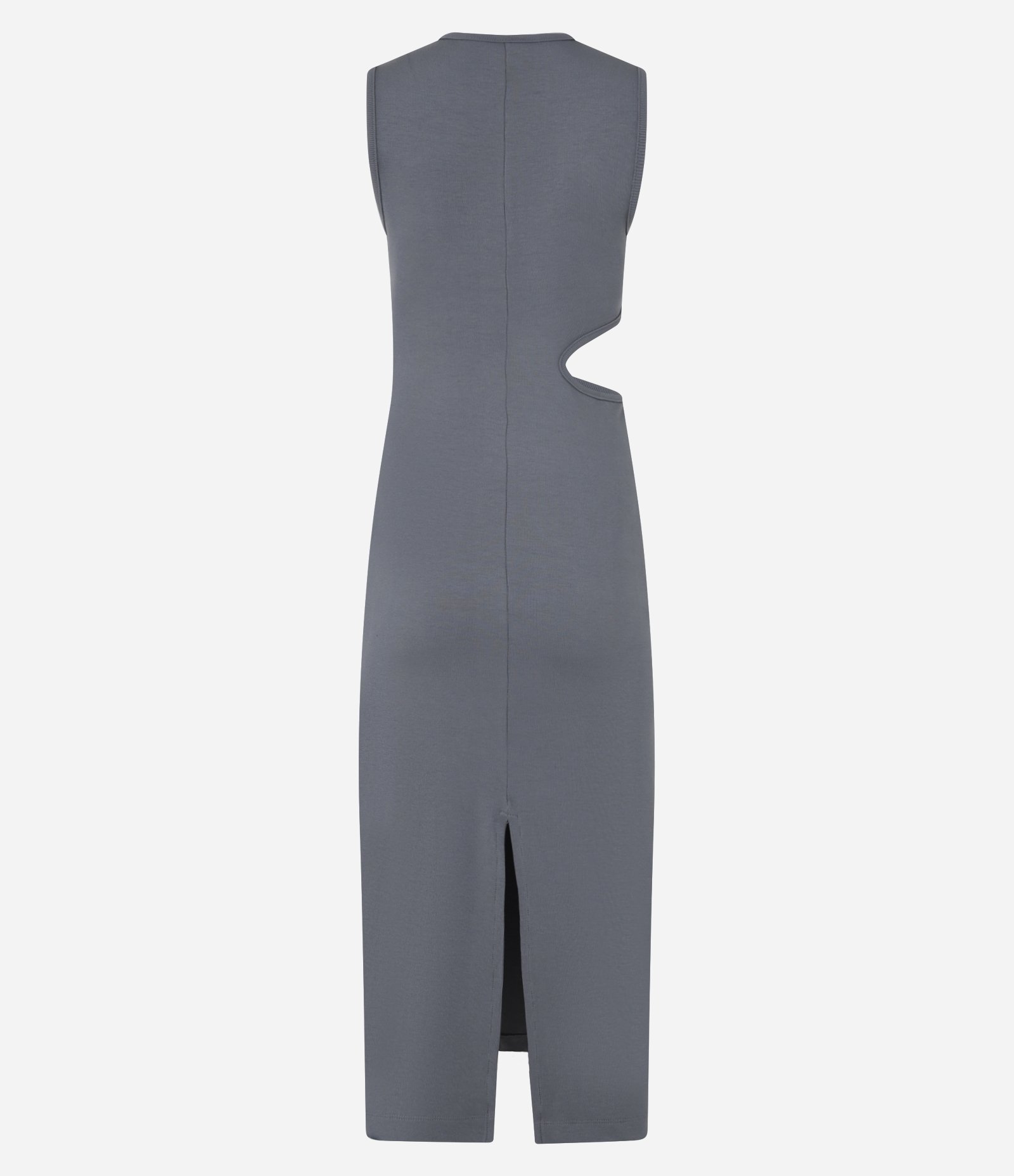 Vestido New Midi em Ribana com Vazado Lateral Cinza 6