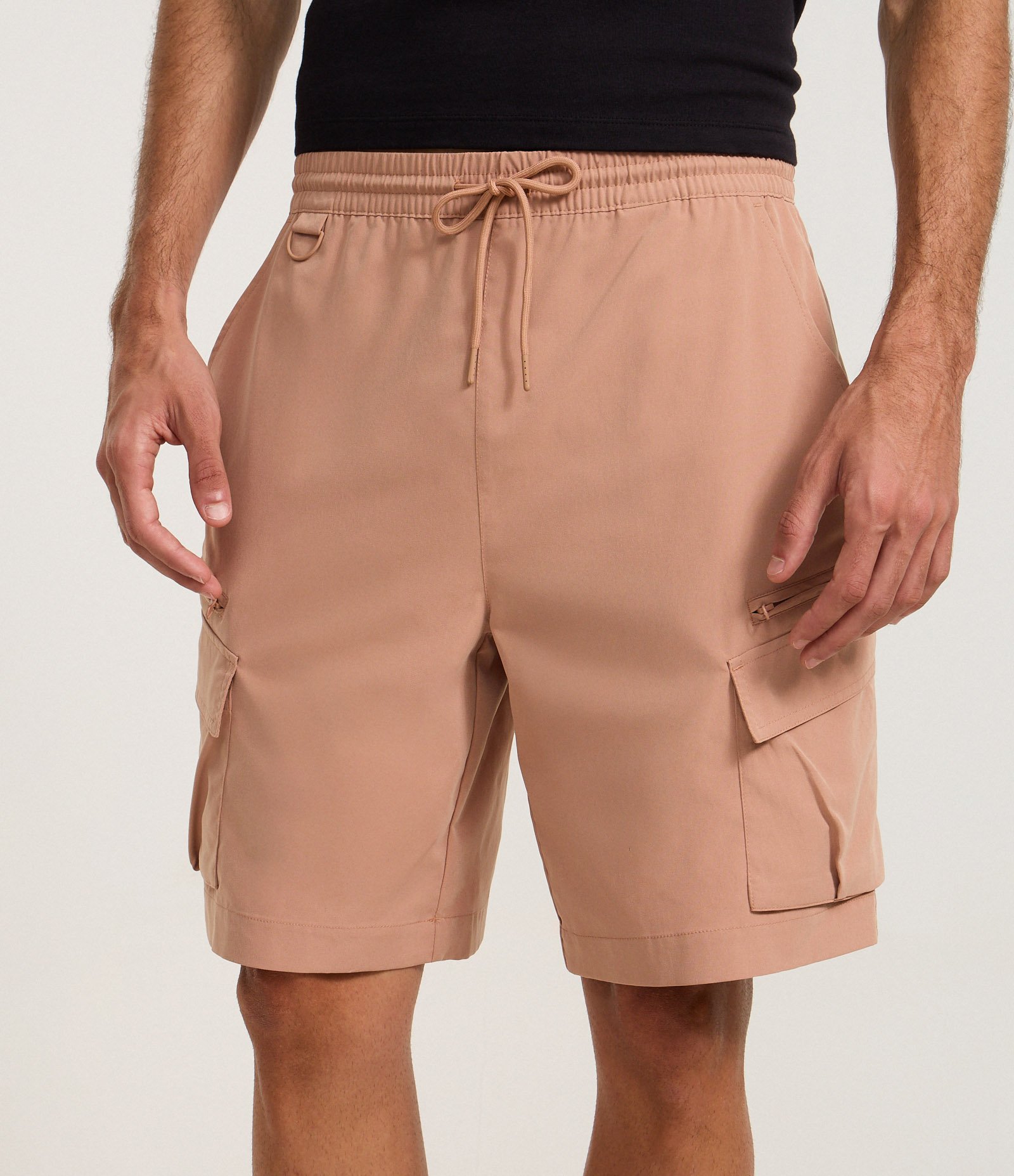 Bermuda Baggy com Bolso Cargo com Zíper Marrom 2