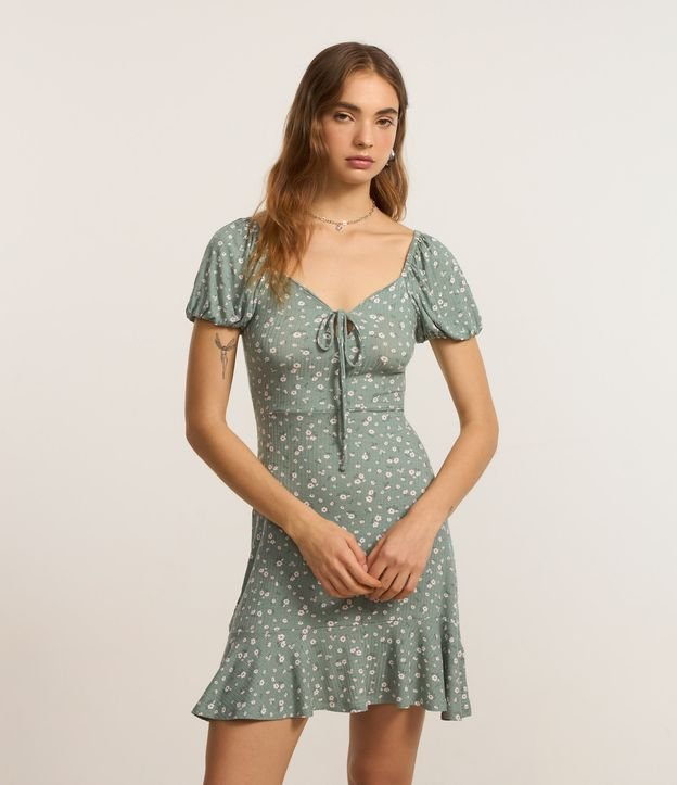 Vestido Curto em Ribana com Estampa Floral Liberty