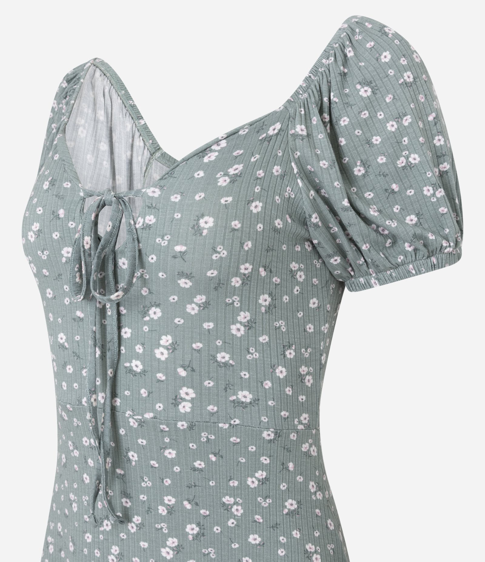 Vestido Curto em Ribana com Estampa Floral Liberty Verde 7