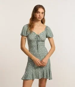 Vestido Curto em Ribana com Estampa Floral Liberty