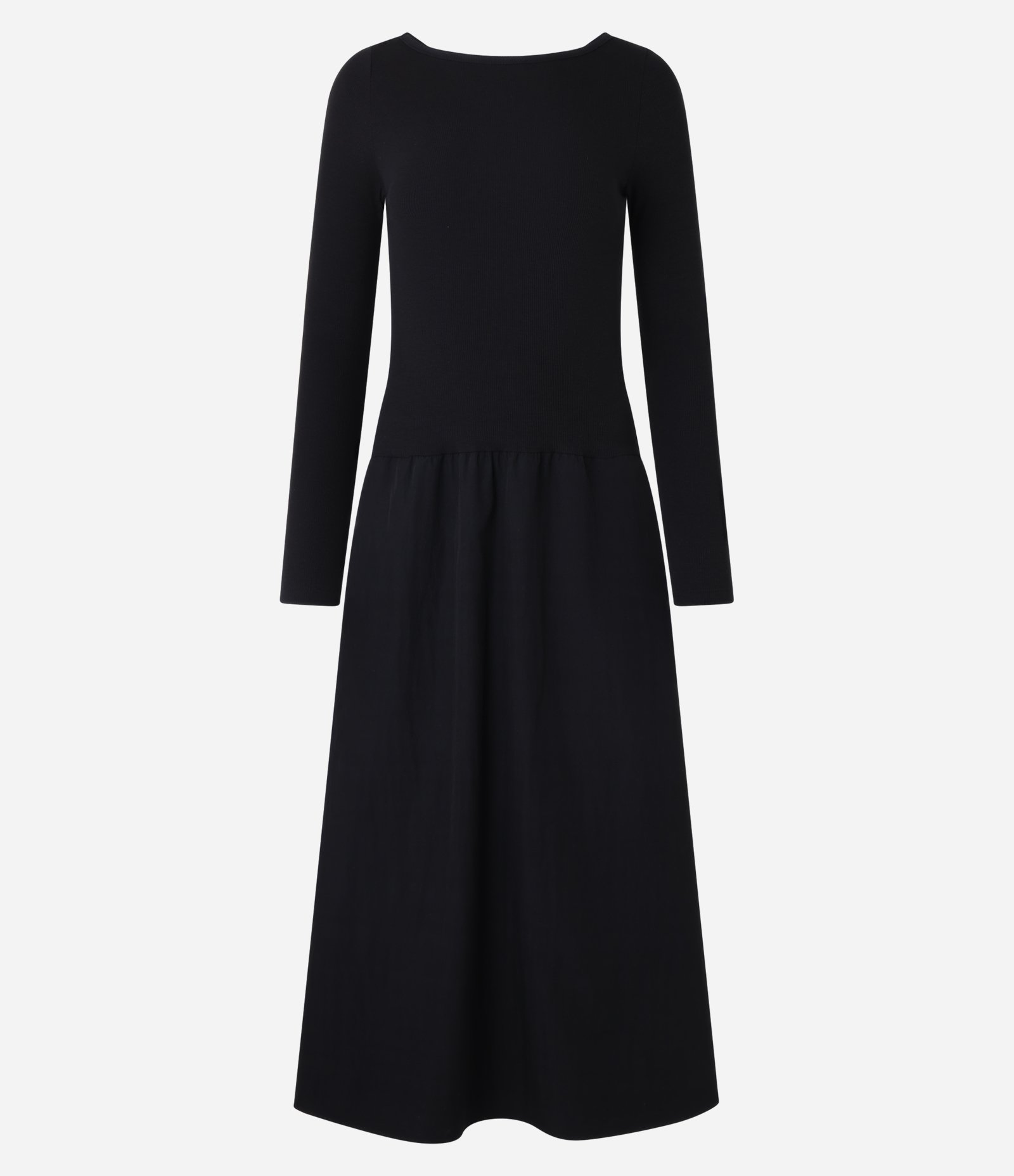 Vestido New Midi em Ribana com Manga Longa Preto 6