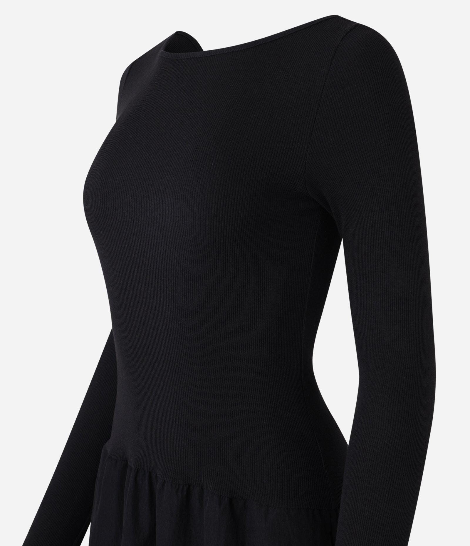 Vestido New Midi em Ribana com Manga Longa Preto 7