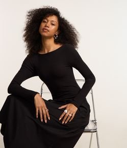 Vestido New Midi em Ribana com Manga Longa