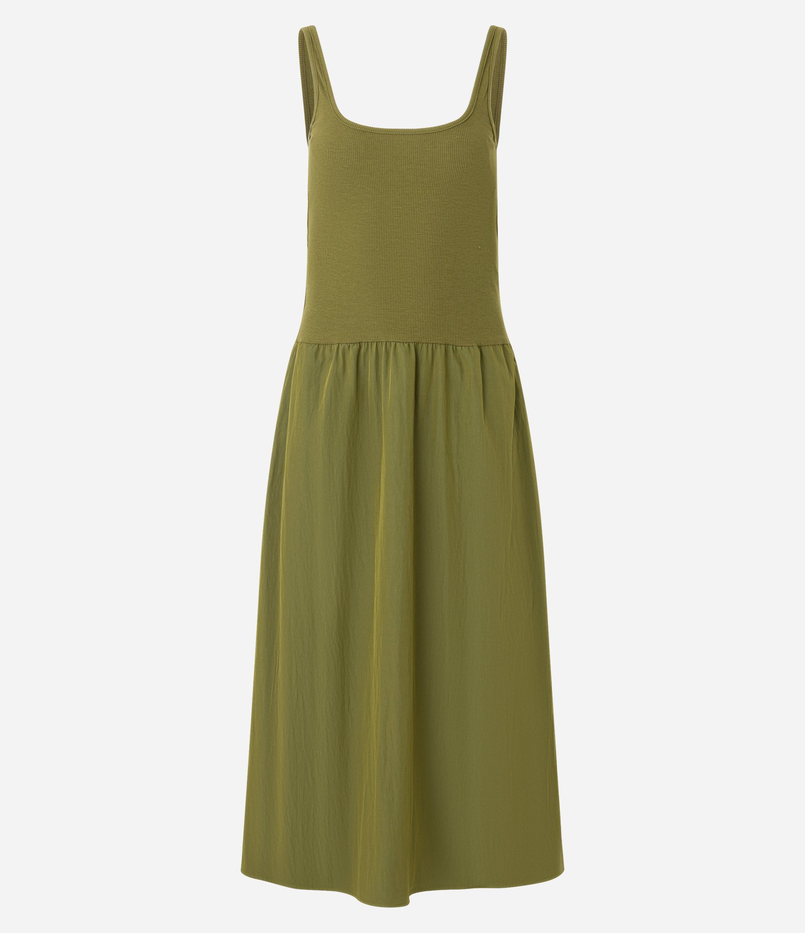 Vestido Midi com Corpo de Ribana e Saia Rodada Verde 4