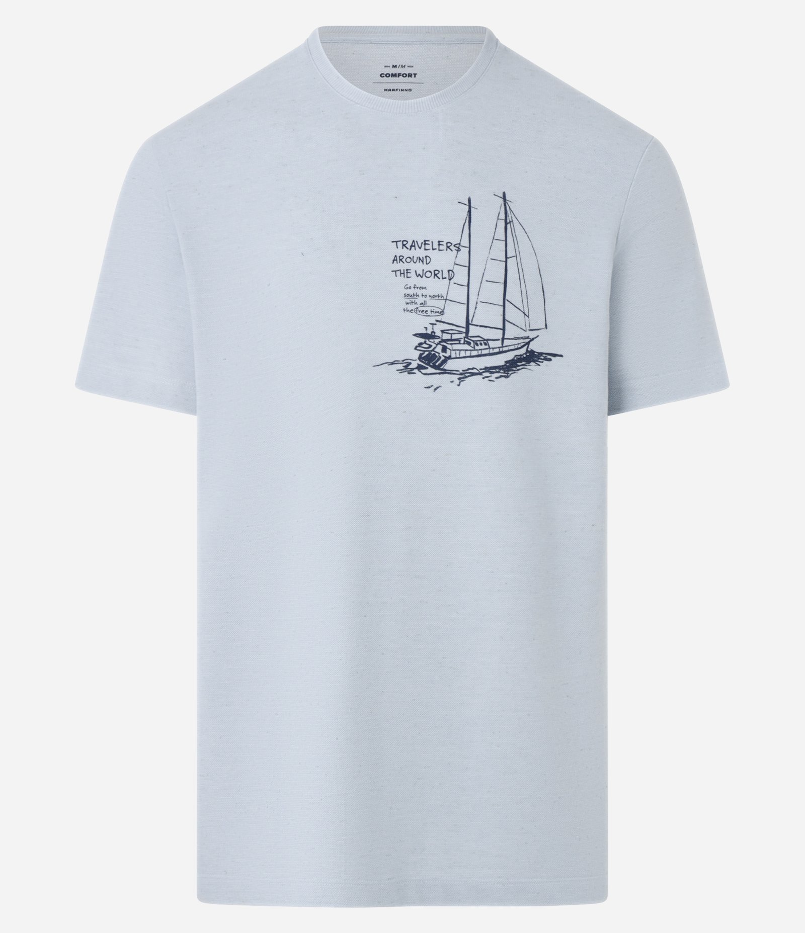 Camiseta Comfort em Algodão com Estampa de Barco e Lettering Azul 5