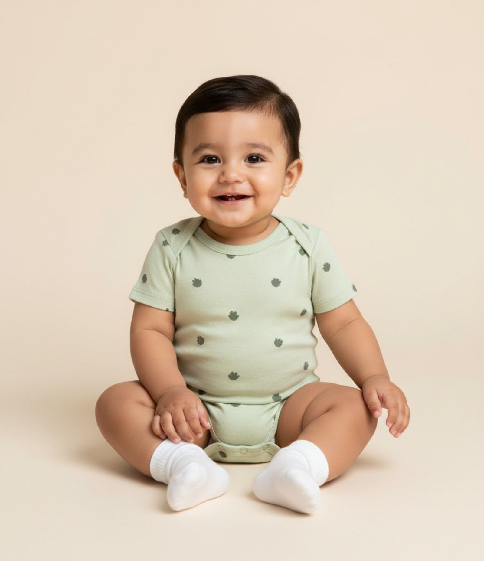 Body Infantil com Estampa de Folhagens - Tam RN a 18 meses Verde 1