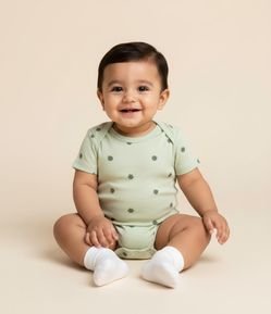 Body Infantil com Estampa de Folhagens - Tam RN a 18 meses