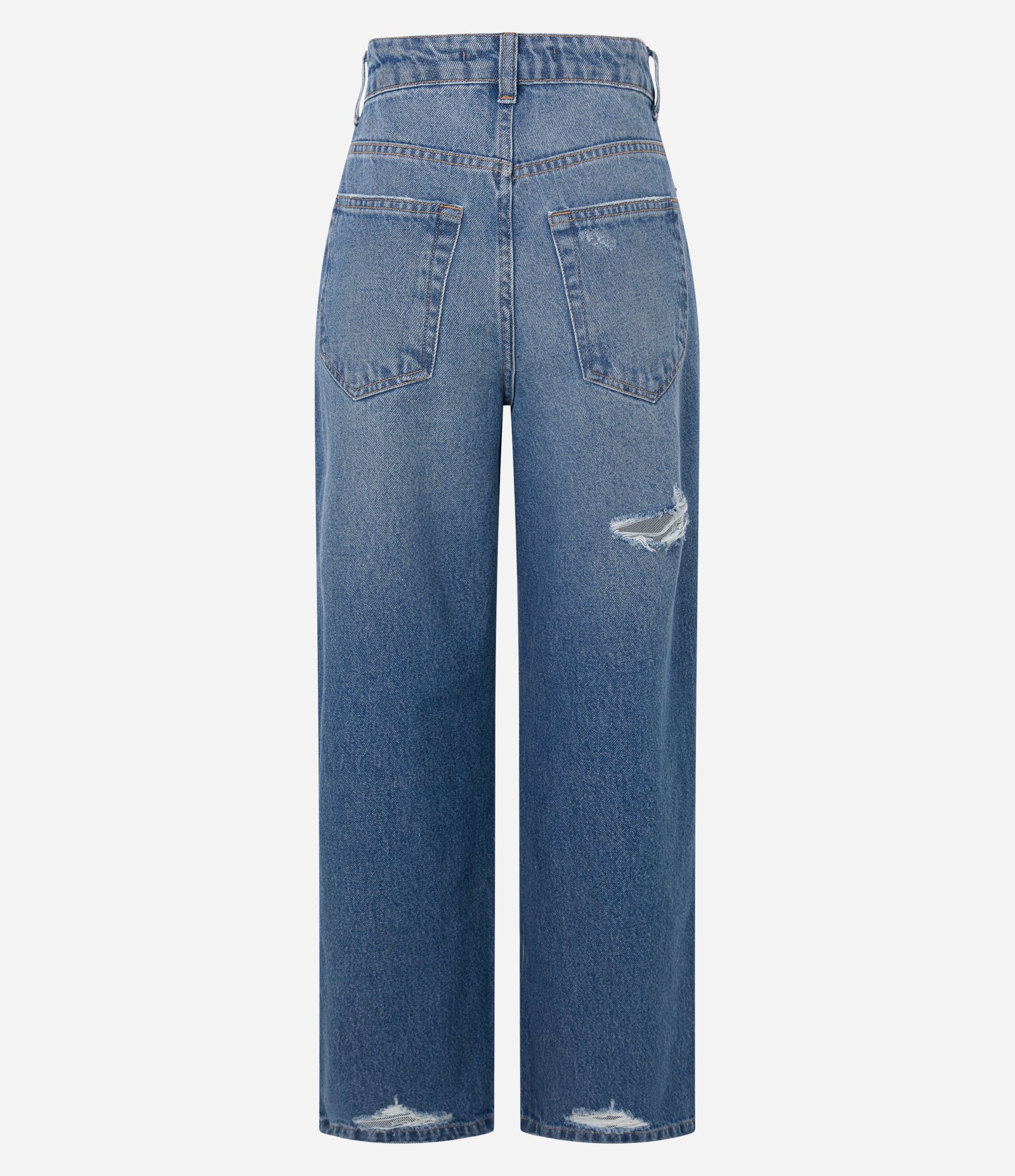 Calça Slouchy Cintura Alta em Jeans com Rasgos Azul 6